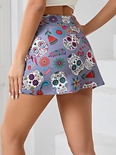 billiga Grafiska kjolar-Dam Smal Kjol Tenniskjol Mode Ledigt Mini Hög midja Kjolar Grafisk Blommig Ficka Elastisk Utomhussport Dagligen Vit Rodnande Rosa Grå Sommar Stickat Polyester
