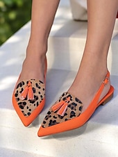 cheap Women&#039;s Flats-Women&#039;s Colorblock Suede Pointed Toe Slingback Flats - Pink and Purple Tassel Loafers for Adults, Daily Date &amp; Trendy Casual Outings
