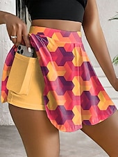 billiga Grafiska kjolar-Dam Smal Mode Ledigt Mini Hög midja Kjolar Grafisk Geometrisk Elastisk Dagligen Rodnande Rosa Blå Orange Sommar Stickat Polyester