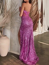 voordelige Schoolfeestjurken-Felle roze drop waist jurk zeemeermin  trompet prom jurken elegante jurk formele semi-formele bruiloft sweep  brush train mouwloos plunge hals met glitter sequins split