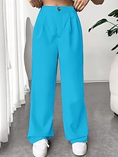 economico gamba larga e vita alta-Per donna Gamba larga Pantaloni Eleganti Pantaloni Elegante Lunghezza intera Naturale Semplice Tasca Comodo All&#039;aperto Confortevole All&#039;aperto Ferie Weekend Verde mela Vinaccia Verde translucido