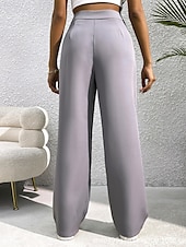 economico gamba larga e vita alta-Per donna Gamba larga Pantaloni Eleganti Pantaloni Elegante Lunghezza intera Naturale Semplice Tasca Comodo All&#039;aperto Confortevole All&#039;aperto Ferie Weekend Verde mela Vinaccia Verde translucido