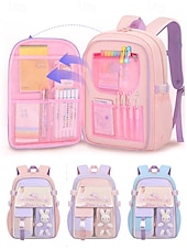 abordables Sacs à dos pour Enfants et Adolescents-Sac à dos d&#039;école imperméable pour filles avec bandes réfléchissantes et motif lapin - sac à dos léger de grande capacité pour les élèves du primaire, usage quotidien et voyage