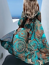 olcso Szoknyák-Női Hosszú ruha Maxi ruha hétköznapi ruha Virágos ruha Boho ruha Divat Elegáns ruha Szabadtéri Parti Szabadság Normál Virág Ujjatlan Pánt nélküli Medence Nyár