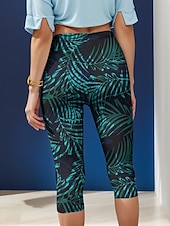tanie wzór kwiatowy-Legginsy damskie kapri o wysokiej elastyczności wakacyjne vintage modowe długości łydek wysoki stan graficzny nadruk liścia termalne ciepłe oddychające miękkie rozciągliwe formalne na zewnątrz