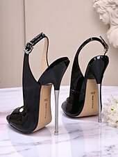 olcso Éjszakaiünneplés-női piros lakkbőr slingback tűsarkú, nyitott orrú kivitelben - szexi magassarkúk éjszakai bulikba