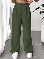 economico gamba larga e vita alta-Per donna Gamba larga Pantaloni Eleganti Pantaloni Elegante Lunghezza intera Naturale Semplice Tasca Comodo All&#039;aperto Confortevole All&#039;aperto Ferie Weekend Verde mela Vinaccia Verde translucido