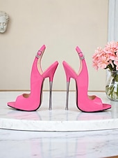 olcso Éjszakaiünneplés-női piros lakkbőr slingback tűsarkú, nyitott orrú kivitelben - szexi magassarkúk éjszakai bulikba