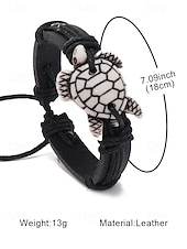 preiswerte Herrenschmuck-Herren-Vintage-Lederarmband mit Schildkrötenmotiv – verstellbares Armband für Strand, Sommer und Freizeit