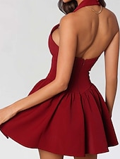 preiswerte Abschlusskleider-Damen Minikleid Weißes Kleid Abschlusskleid Partykleid Cocktailkleid Mode Party Date Teegesellschaft Normale Passform Einfach Ärmellos Neckholder Schwarz Weiß Wein Sommer