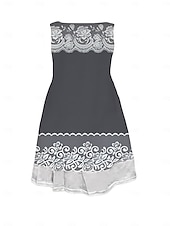 preiswerte Ausgefallene Kleider-Damen Midikleid Trägerkleid Mode Klassisch Outdoor Täglich Wochenende Normale Passform Grafik Geometrisch Ärmellos Rundhalsausschnitt Hellgrau Sommer Frühling Herbst