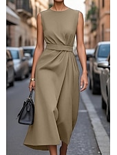 ieftine Rochie neagră casual-Pentru femei Rochii Midi Rochie casual Rochie Tip Maieu Rochie de vară Modă Modern Zilnic Dată Sfârșit de săptămână Fit regulat Culoare pură Fără manșon Stil Nautic Negru Mov Fucsia Maro Vară