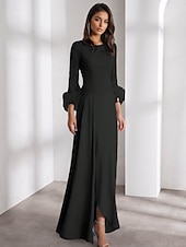 cheap BLUE-Blue A-Line Evening Gown Elegant Dress Formal Wedding Floor Length Long Sleeve Crew Neck Chiffon with Feather Ruffles 2025