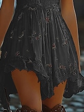 cheap Boho Dress-Women&#039;s Mini Dress Casual Dress Summer Dress Slip Dress Boho Dress Vintage Vacation Daily Going out Regular Fit Floral Sleeveless Straps Black White Summer