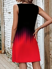 preiswerte Kunst &amp; Design Kleid-Damen Minikleid Sommerkleid Shiftkleid Schulterfreies Kleid Urlaub Lässig Party Normale Passform Ombre Grafik Ärmellos V Ausschnitt Gelb Rote Blau Purpur Sommer Frühling