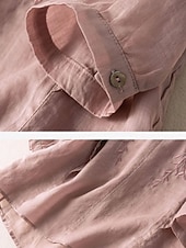 ieftine Cămăși-Cămașă de damă din bumbac și in, model floral, simplu, etnic, casual, mânecă 3/4, decolteu în V, croială regulată, topuri, zi de zi, brodat, galben, albastru marin, violet, portocaliu, caisă, vară