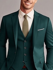 cheap Wedding Suits-Men&#039;s Wedding Suits White Yellow Solid Colored Slim Fit 3 Piece Single Breasted Two-buttons
