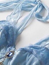 cheap Lace Tops-Women&#039;s Blouse Lace Tops Plain Stylish Modern Sleeveless Strap Crop Tops Holiday Going out Lace Light Blue Summer