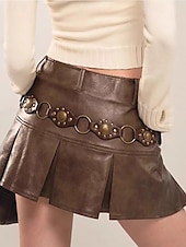 cheap Women&#039;s Belt-Women&#039;s Bohemian Western cowboy style belt with antique brass flower buckle, Adjustable tightness, Suitable for retro fashion, Casual or festival wear