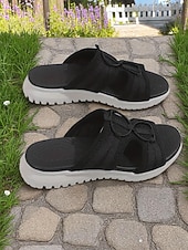 voordelige Slide Sandalen-Flyknit sportsandalen voor dames – lichtgewicht grijze mesh slippers, flexibele zool, perfect voor tuinieren en dagelijkse wandelingen