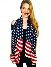 billiga Halsdukar för kvinnor-Damhalsduk med amerikansk flagga - patriotisk design med stjärnor och ränder i USA. Chiffongmaterialet är andningsbart och lätt, lämplig för 4 juli, självständighetsdagen, helgdagar och vardagsbruk.