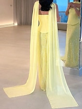 preiswerte Semi-formal / Cocktail-Kleid Meerjungfrau  Trompete High Fashion Kleid Abendkleid Korsett Kleid Formelles Semi-Formal Kleid Hochzeit Bodendeckend Ärmellos Strapless Chiffon Schal mit Paillettenrock
