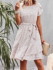 ieftine Rochii Boho-Pentru femei Rochie Mini Rochie florala Rochie Boho Rochie imprimata Modă Clasic Modern Vacanță Concediu Ieșire Fit regulat Floare Manșon scurt Stil Nautic Roșu-aprins Albastru piscină Maro Trifoi