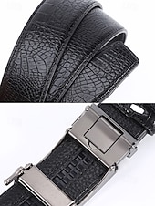 economico Cinture da uomo-Cintura da uomo in pelle con motivo coccodrillo e fibbia automatica – cinture marroni e nere regolabili di alta qualità con elegante fibbia in metallo per abbigliamento formale e casual, regalo perfetto per la festa del papà