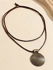 abordables Collier pour femme-Collier bohème à pendentif en bois multicouche pour femme – perles en alliage naturel faites à la main, design ethnique en spirale, bijoux légers pour tenues décontractées, fêtes d&#039;été et vacances à la plage