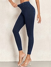 olcso Sima leggings-Női Jeggings Szabadság Szüret Etnikai stílus Teljes hossz Magas derék Magas vágás Mokaszinok Légáteresztő Gyors szárítás Nyúlós Szabadtéri Jóga Utca Fekete Medence Sötétkék Nyár Karcsúsított