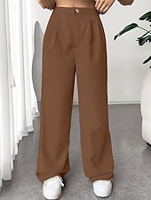 economico gamba larga e vita alta-Per donna Gamba larga Pantaloni Eleganti Pantaloni Elegante Lunghezza intera Naturale Semplice Tasca Comodo All&#039;aperto Confortevole All&#039;aperto Ferie Weekend Verde mela Vinaccia Verde translucido