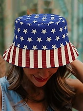 preiswerte Hüte für Damen-Fischerhut für Damen mit amerikanischem Flaggen-Aufdruck – wendbarer patriotischer Sommerhut mit Sternen- und Streifen-Design, perfekt für den Unabhängigkeitstag, den 4. Juli, Feiertage und Veranstaltungen im Freien