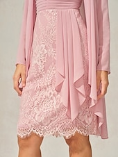 levne Sady šatů-Dámské Šaty ke kolenům Krajkové šaty Elegantní Koktejlový večírek Běžný Pevná barva Krátký rukáv Tričkový Růžová růžová Léto Jaro