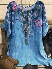 ieftine tricou Art &amp; Design-Pentru femei Cămașă Tricou Tee Top Imprimeu Elegant Modă Modern Manșon scurt Stil Nautic Topuri obișnuite Zilnic Sfârșit de săptămână Bleumarin Albastru piscină Mov Gri Deschis Gri Închis Vară