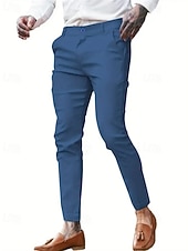 economico Chino-Per uomo Pantaloni Eleganti Aderente Pantaloni Chinos Bottoni Tasca Semplice Comodità Formale Feste Lavoro Moda Stile Classico Blu Cachi Micro-elastico