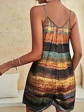 billiga casual jumpsuits-Dam Vanligt Sparkbyxor Ledigt Färgblock Ärmlös V-hals Ficka Gata Utekväll Normal Gul Rubinrött Marinblå Sommar