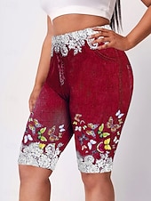 abordables Impression 3D Bleue-Leggings Shorts pour femmes 3D Imprimés Chinos Vacances Décontracté Collants Court Taille Haute Haute Coupe Confort Respirable Sèche Rapidement Élastique Extérieur Rue Quotidien Vin Noir Rouge Violet