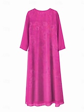 preiswerte Blumenkleid-Damen Kleid-Set Shiftkleid Sommerkleid Lässig Ombre Blumen Druck Midikleid Dreiviertelarm Rundhalsausschnitt Täglich Blau Purpur Fuchsie Sommer Frühling Normale Passform