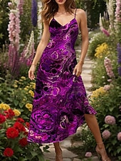 ieftine Artă și design rochii-Pentru femei Rochie Maxi Rochie A line Rochie de vară Rochie Slip Vacanță Casual Plajă Fit regulat Grafic Abstract Imprimare de marmură Fără manșon În V Roșu-aprins Albastru piscină Mov Trifoi Var