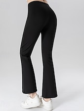 abordables Pantalon de survêtement pour femme-Femmes Taille EU / US Pantalon à pattes d&#039;éléphant Décontracté Quotidien Confort Longueur complète Taille Moyenne Couleur Unie Doux Confortable Micro-Élastique Yoga Sports Frêne Noir 1 # Printemps