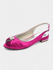 olcso Koktél-női szatén slingback esküvői magassarkúk kristálydíszítéssel - elegáns menyasszonyi slingbackek különleges alkalmakra