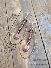 Χαμηλού Κόστους Γυναικείο Σκουλαρίκι-Γυναικεία σκουλαρίκια boho chic με πολύχρωμες χάντρες και χρυσό οβάλ σχέδιο, ιδανικά για casual ντύσιμο και καλοκαιρινά φεστιβάλ