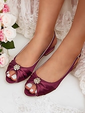 olcso Koktél-női szatén slingback esküvői magassarkúk kristálydíszítéssel - elegáns menyasszonyi slingbackek különleges alkalmakra