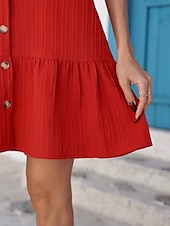 preiswerte Weißes Kleid-Damen Mini Kleid Sommer Kleid Einfarbig Lässig Täglich Regulär Passform Einfach Ärmellos V-Ausschnitt Schwarz Rot Sommer