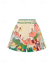 abordables Ensembles-Femmes Mode Streetwear Chemises en coton et lin Ensembles en coton et lin Ensembles de Shorts Manche Courte Col de chemise Graffiti Imprimé Tenue quotidienne Date Vert Été Coupe régulière