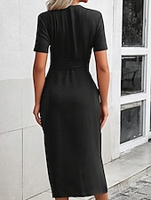 preiswerte Einfaches Kleid-Damen Midikleid Hemdblusenkleid Mode Modern Urlaub Ausgehen Wochenende Normale Passform Einfach Kurzarm Hemdkragen Schwarz Rosa Blau Khaki Sommer
