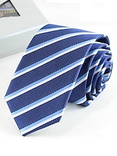 economico Cravatte e papillon da uomo-Cravatta classica sottile da uomo in poliestere – larghezza 6 cm, cravatta formale leggera per ufficio, matrimoni o colloqui