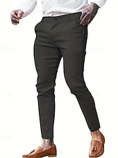 economico Chino-Per uomo Pantaloni Eleganti Aderente Pantaloni Chinos Bottoni Tasca Semplice Comodità Formale Feste Lavoro Moda Stile Classico Blu Cachi Micro-elastico