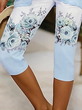 billiga -Dam Damasker Semester Vintage Mode Vadlängd Hög midja Blommig Grafisk Tryck Andningsfunktion Mjuk Elastisk Utomhus Semester Casual Ljusrosa Vit / Blå Ljuslila Sommar Vår Smal passform