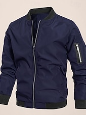 Χαμηλού Κόστους Ανδρικά Μπουφάν &amp; Παλτό-Ανδρικά Μπουφάν Bomber Μπουφάν μετάβασης Εξόδου Τσέπη Όλες οι εποχές Σκέτο Κλασσικό Όρθιος Γιακάς Κανονικό Μαύρο Βαθυγάλαζο Γκρίζο Σακάκια